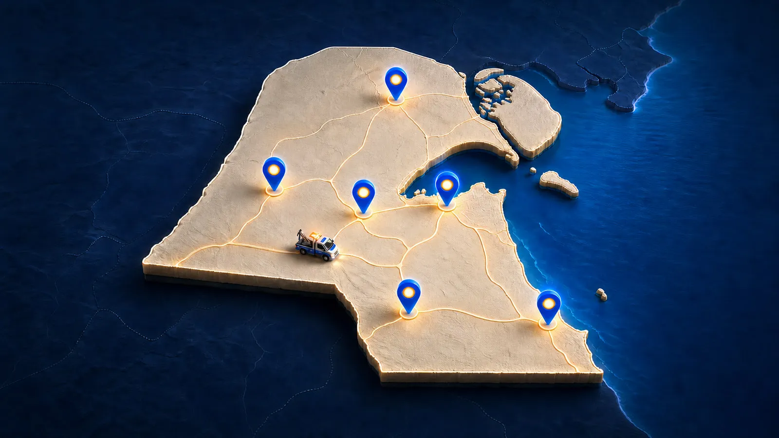 خريطة تغطية كراج جو لمناطق ومحافظات الكويت